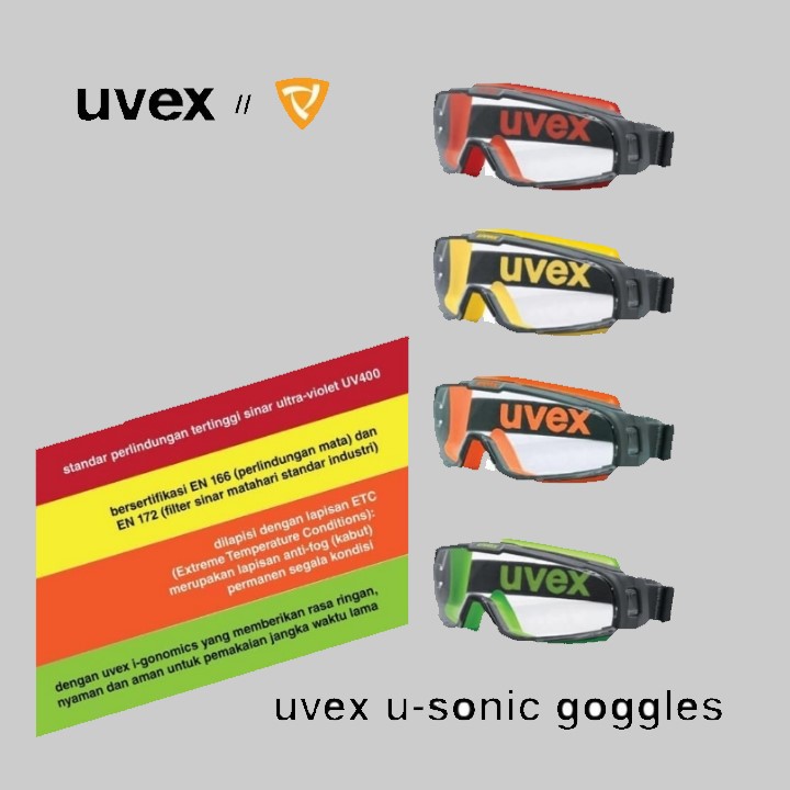 UVEX Goggles U-Sonic ETC Wide Vision ORI (Safety Goggles UVEX) Goggles Uvex