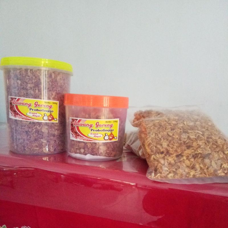 

Bawang goreng probolinggo 500gr super.premium toples.cocok untuk toping soto,lauk,dan aneka masakan nusantara