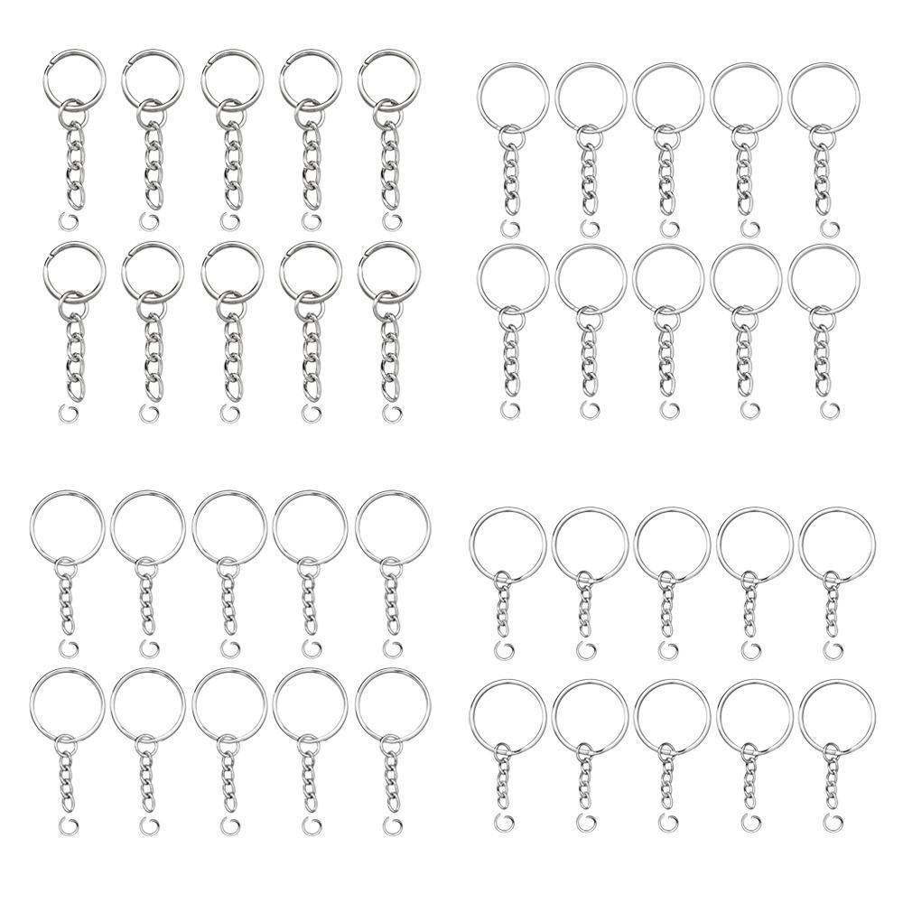 R-flower 10/20Pcs Gantungan Kunci Silver Liontin Split Ring Key Holder Rings