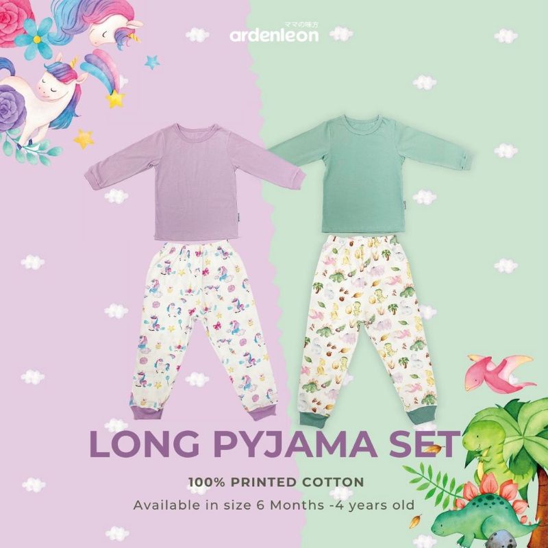 ARDENLEON Long Pyjama Printed Baby Piyama / Arden Leon Pajamas Anak 6m-4y / Long Set Motif Anak