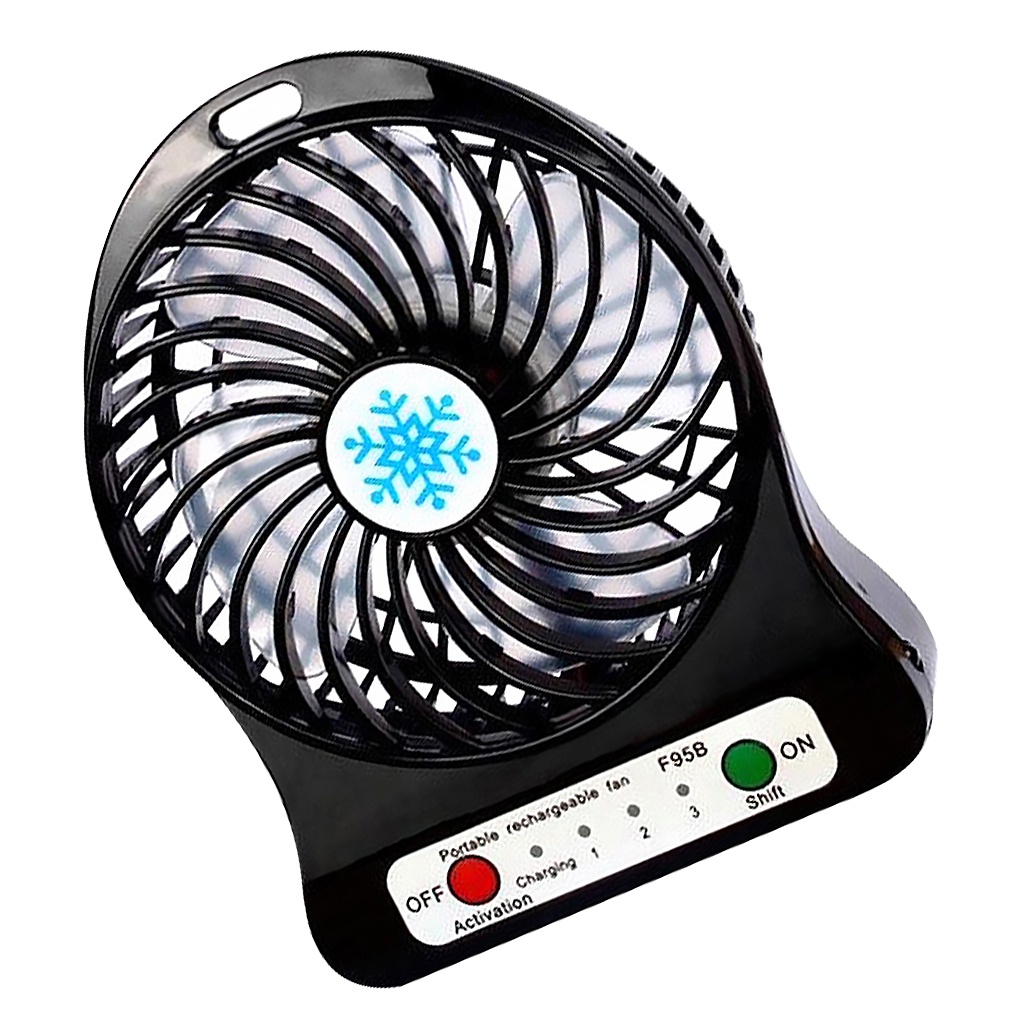 [huite]USB Rechargeable Mini Fan Indoor Outdoor Portable Desktop Plastic Electric Fan with LED Light