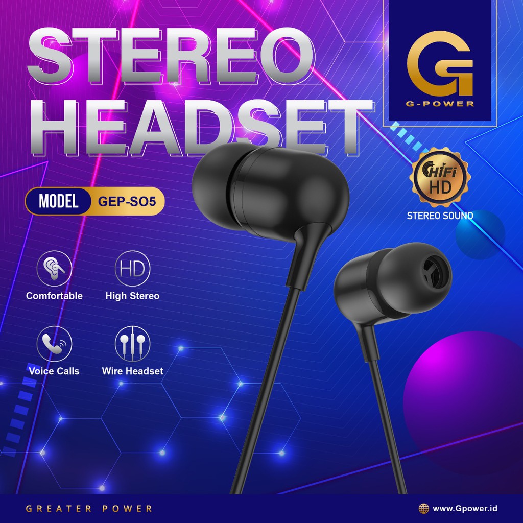 G-POWER HEADSET GEP S05/EARPHONE/HANDSFREE/HI-FI EXTRA BASS/HEADSET GAMING /TERMURAH DAN BERGARANSI