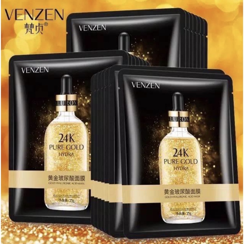 VENZEN Gold 24K Sheet Facial Mask Masker Wajah Emas BQ019