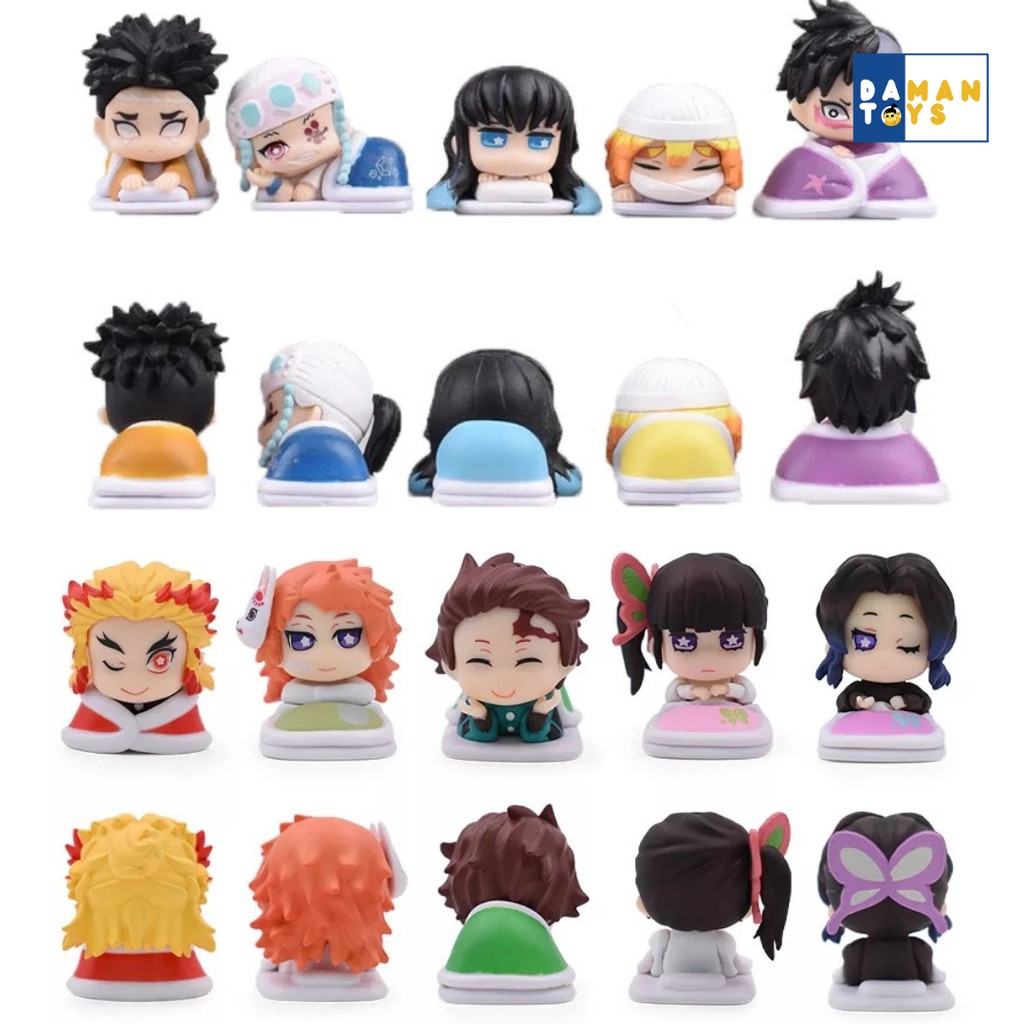 Action Figure Kimetsu No Yaiba Demon slayer Set 5 Sleep Chibi Tanjiro Zenitsu Nezuko Hashira Inosuke