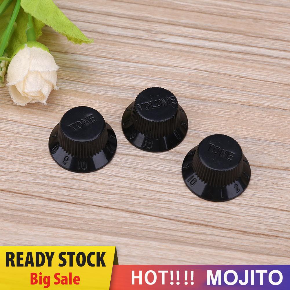 3pcs Knob Potentiometer Volume Adjustable Bahan Plastik Untuk Gitar Elektrik