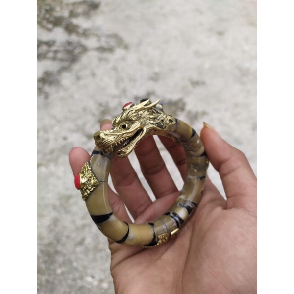 GELANG ULI GRINGSING ALPAKA KEPALA NAGA SILVER