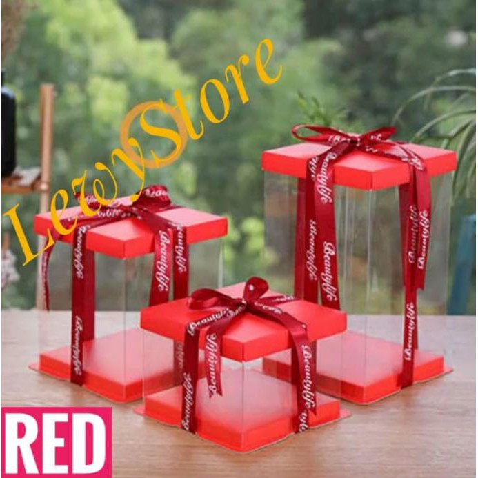 

BARU Cake Box Mika Dus Kue Kotak Kue Transparant 26x26 cm cocok untuk 25 cm - Biru Muda, 26 x 26 x