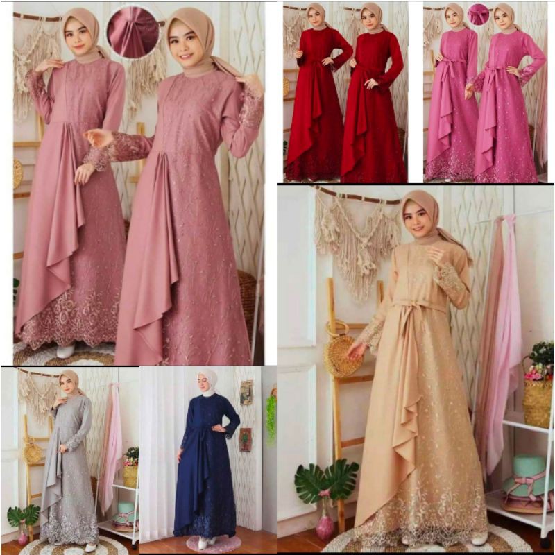 Gaun Pesta Muslim Baju Kondangan Baju Lebaran Wanita Muslim Modern