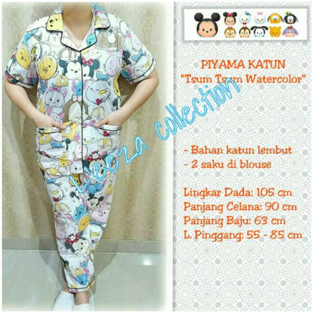 PIYAMA KATUN Cp &quot;TSUM² WATERCOLOR&quot; (T. Pendek + Celana Panjang)