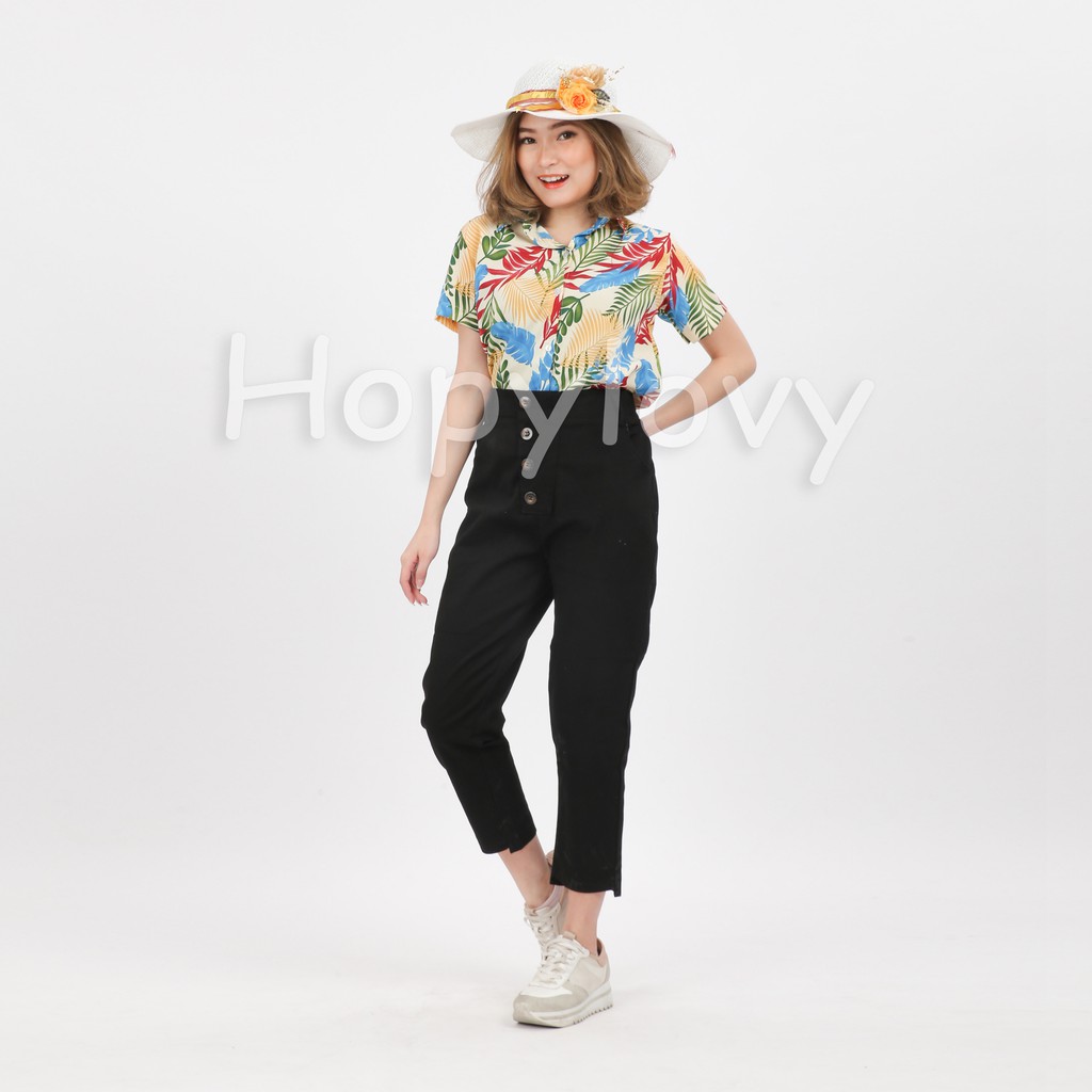 HOPYLOVY - Celana Bahan Kancing 4 Wanita Netiza Cutting Pants