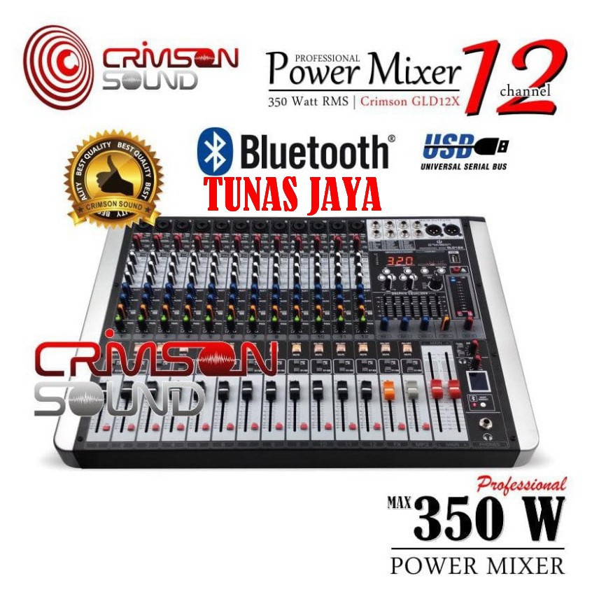 Mixer Power Crimson GLDX 12 Channel Bluetooth 320 Dsp