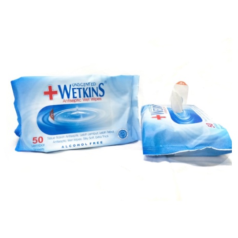 Tissue Basah Wetkins Antiseptic 10'S 24'S &amp; 50'S Tisu Basah Antiseptic Baby Wet Wipes Tisu Basah Bayi