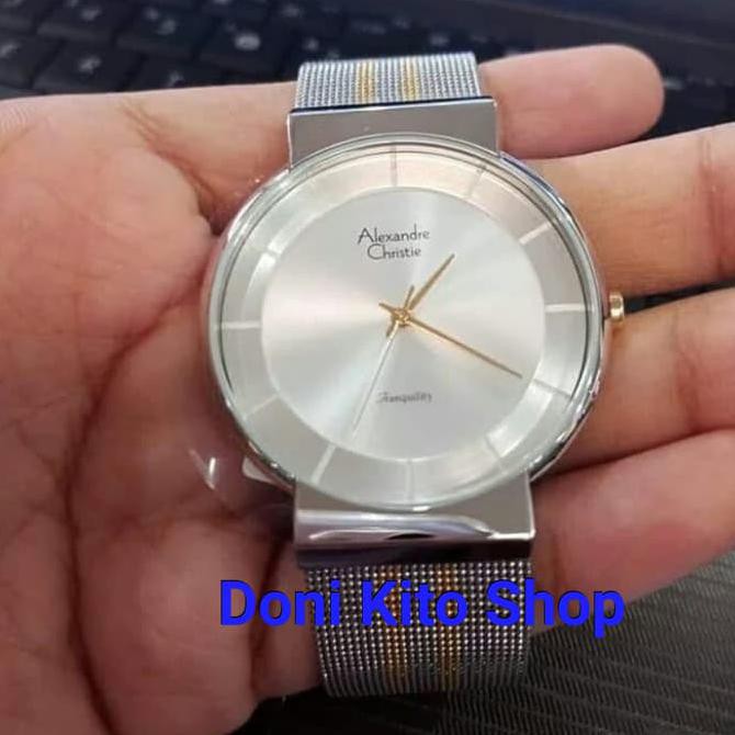 Jam Tangan Pria Original Alexander Cristie AC8523 Silver Gold