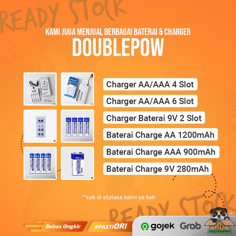 DoublePow Charger 4 Slot Baterai AA/AAA - Charger Batre AA/AAA