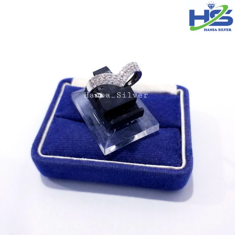 Cincin Perak Asli Silver 925 Lapis Emas Putih Model Pasung Fuji Aurel Dua Baris Permata - Cincin Wanita Anti Karat