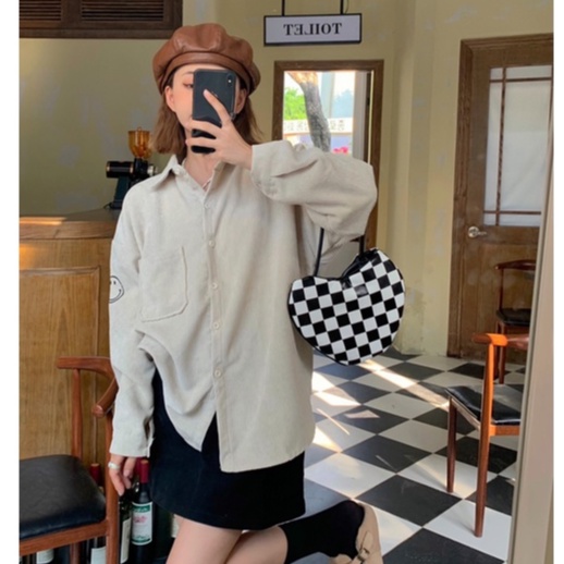 Korean Style Blouse Corduroy jaket atasan korea jaket wanita blouse lengan panjang