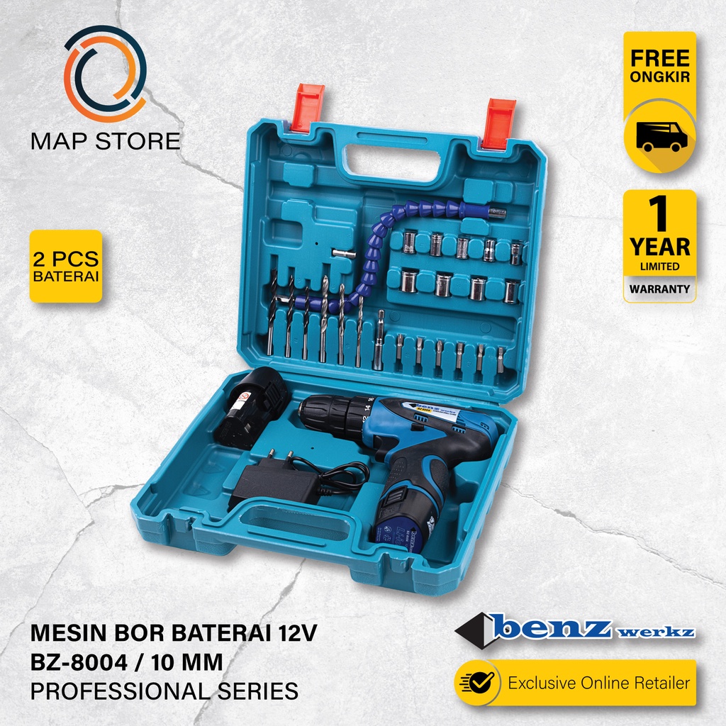 Bor Baterai Cordless Drill / Bor Tangan Baterai 12V By Benz BZ 8004