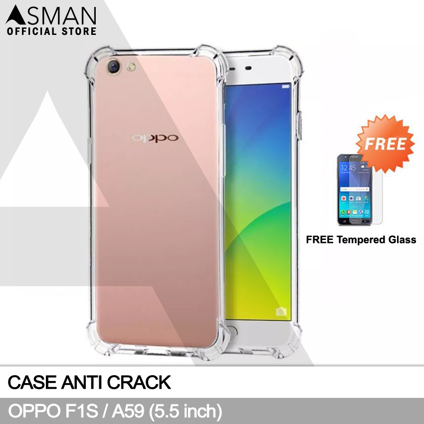 Anti Crack OPPO F1S / A59 (5.5&quot;) | Soft Case Anti Bentur + FREE Tempered Glass