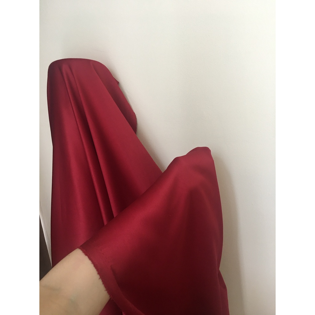 Kain Satin Velvet Premium Warna Merah Maroon Bahan Seragaman bahan Furing Bisa untuk Background Back
