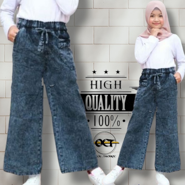 Celana Anak Perempuan // Kulot Jeans Snow Usia - 13 Tahun