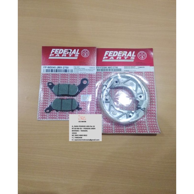 PAKET KAMPAS REM DEPAN DAN BELAKANG FEDERAL UNTUK MOTOR YAMAHA MIO SMILE DAN MIO J