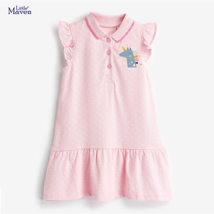 Baju Pakaian Dress Fashion Anak Perempuan LITTLE MAVEN POLO DRESS PINK S0808