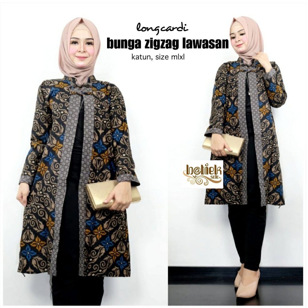 Longcardi Bunga Zigzag Lawasan Aluna Batik Marini Outer Outerwear Cardigan Kardigan Kantor Seragam