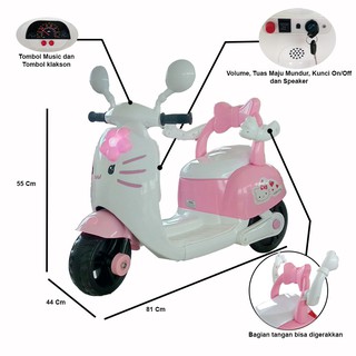  Mainan  Anak  Motor Aki  Vespa  HWL 2688 Hello Kitty Kunci 