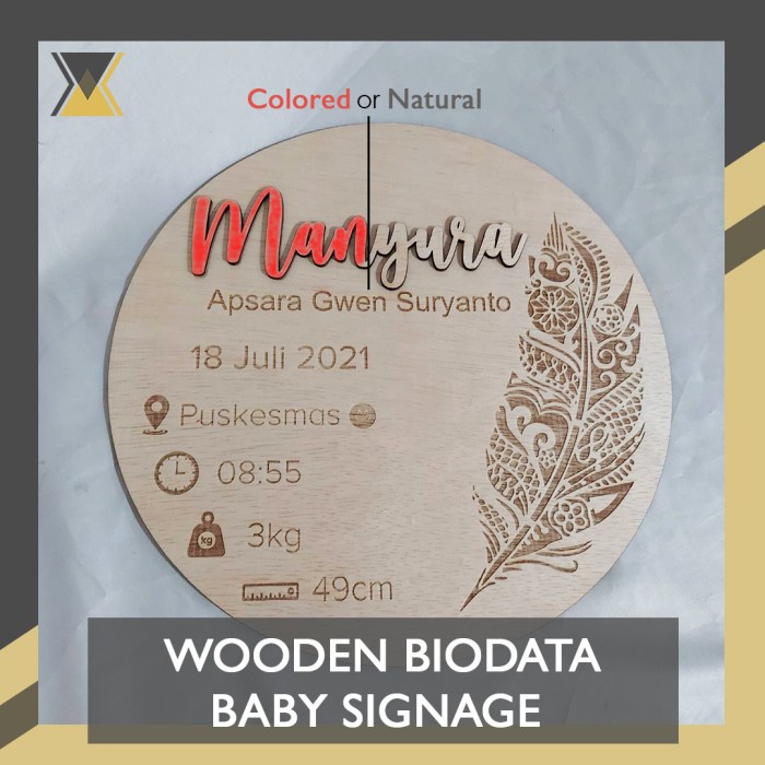 

Baby Biodata Signage Papan Nama Bayi dari Kayu