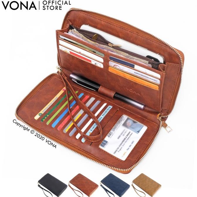 VONA Dompet Wanita Lipat Dua Panjang Bahan Kulit Sintetis - MOZA