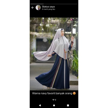 Gamis Aulia Fashion Terbaru NARAYA NAVY CHALK Set Ori
