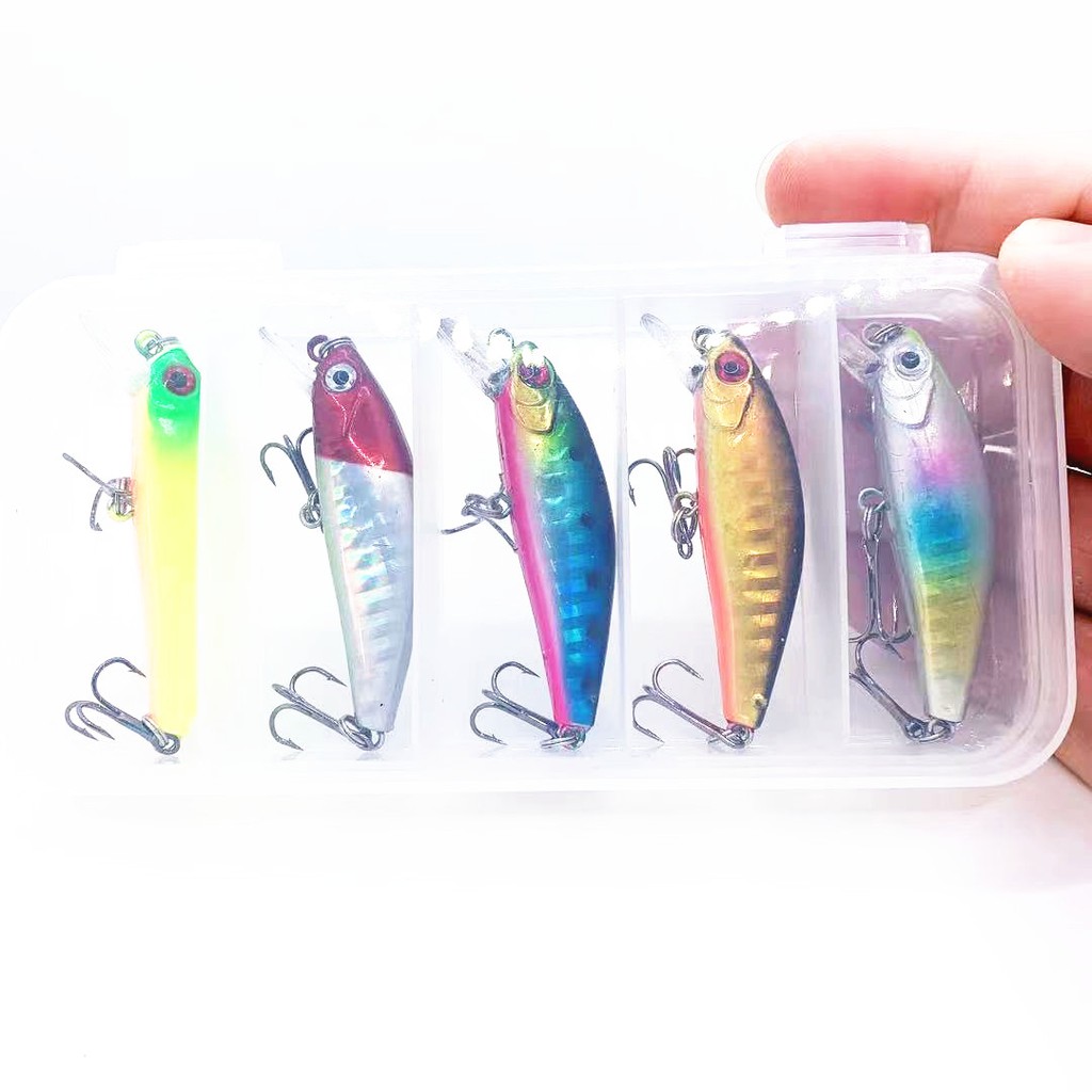 5Pcs/Boxed Minnow Kail Umpan Pancing Bentuk Ikan Kecil 5.5cm 6g Fishing Lure Sinking Bait Memancing Tackle