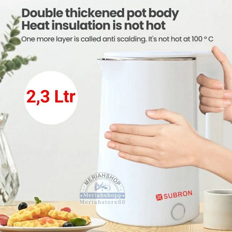 kettle listrik subron 2,3 ltr putih