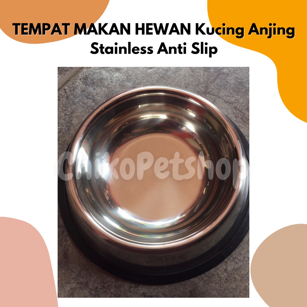 Tempat Makan dan Minum stainless stenlis anti slip untuk Kucing Anjing