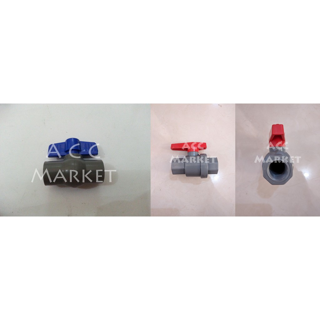 Stop Keran 1/2 Inch Air Pipa PVC Polos Drat Dalam Kran Ball Valve