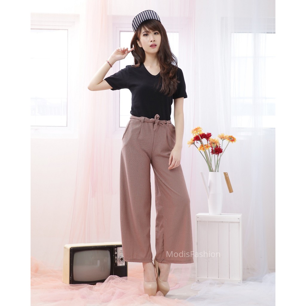 ModisFashion Celana  Kulot  Wanita Corak Diamond Tali  