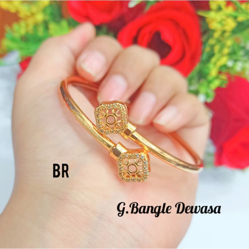 Gelang Bangle Dewasa Permata motif Remaja Simple Gold perhiasan wanita korea (COD)