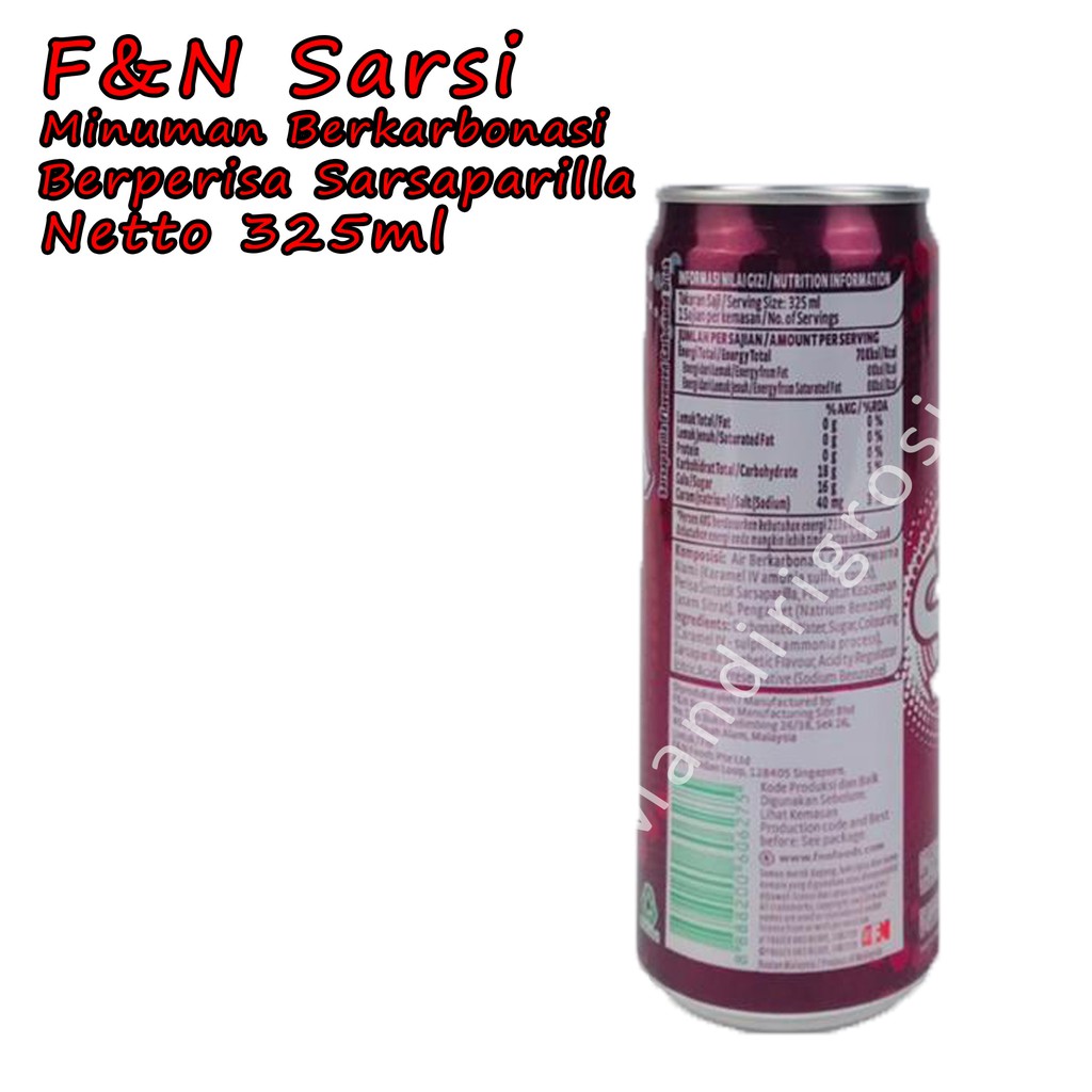 Minuman berkarbonasi Berperisa Sarsaparilla *F&amp;N Sarsi * Minuman * 325ml