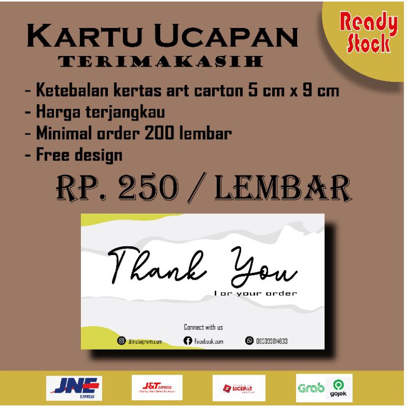 

KARTU UCAPAN TERIMAKASIH / THANK YOU CARD / SOUVERNIR