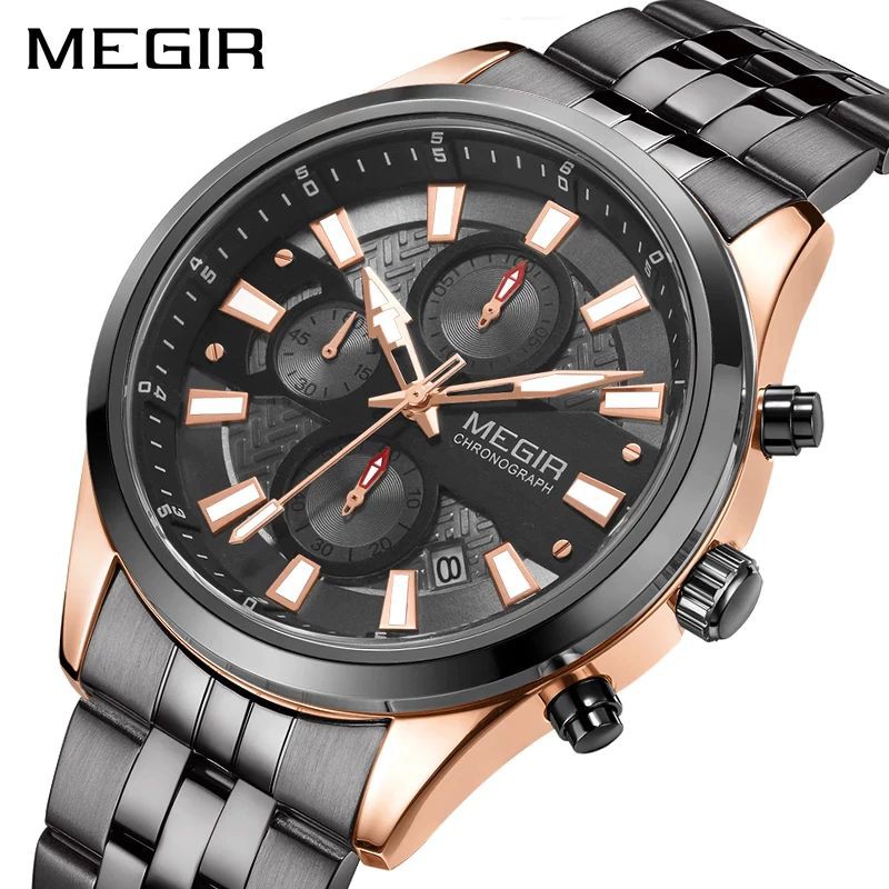 MEGIR 2154 Jam Tangan Pria Analog Chronograph Tali Kulit Luminous WATCHKITE WKOS