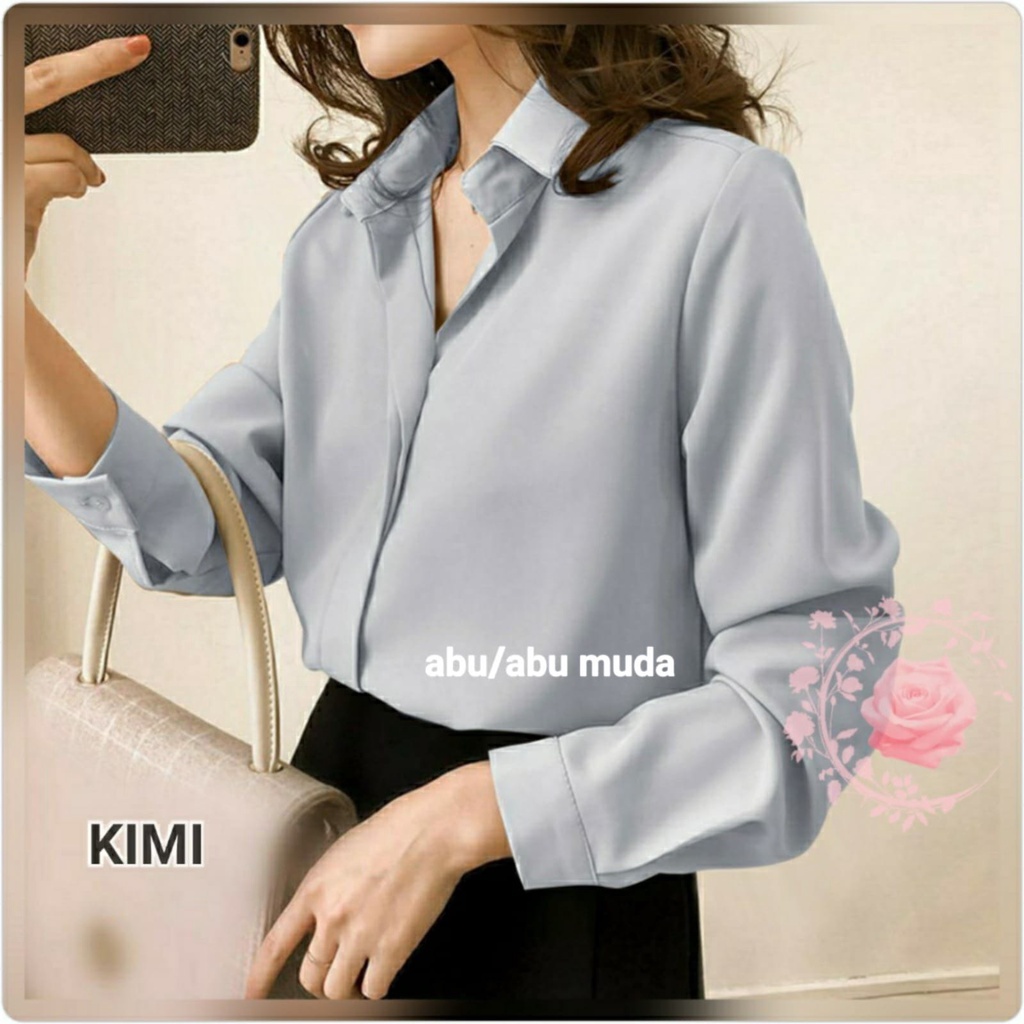 KEMEJA WANITA KIMI 12warna/ BAJU KANTOR / ATASAN FORMAL / BAJU PESTA LENGAN PANJANG