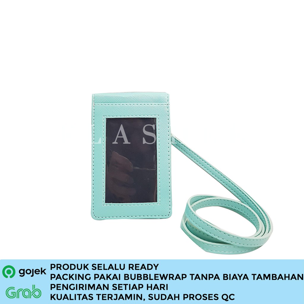 

Flashee Name Tag Kulit PU Penutup Magnet Pastel Tosca Lanyard Kulit Magnet ID Card Holder Berkulitas
