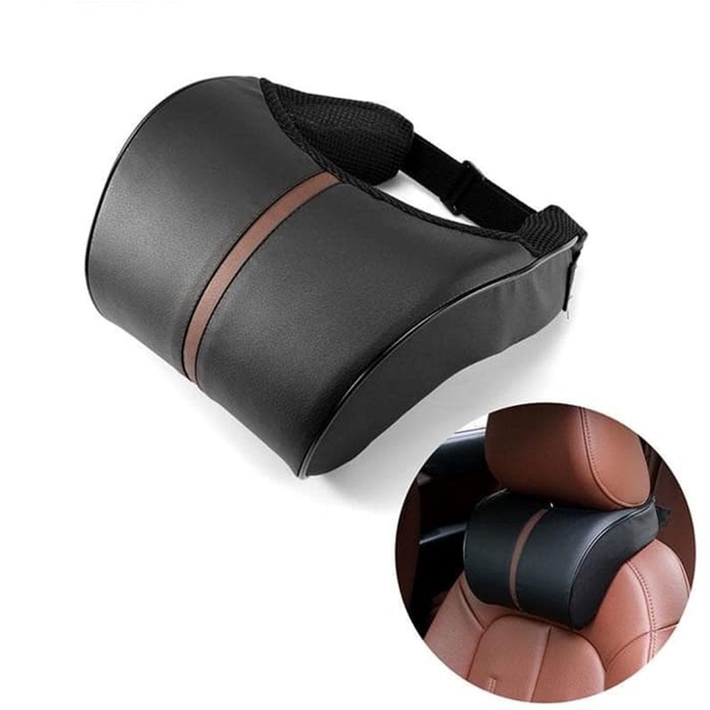 Bantal Mobil Leher dan Kepala Dakron Kulit / Car Pillow Head Neck Rest