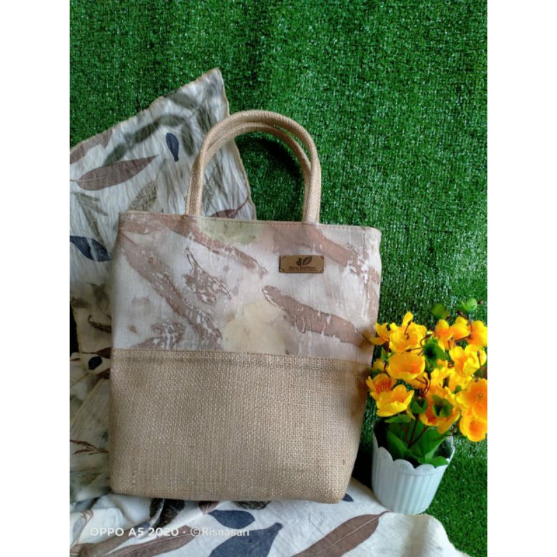 Tas Ecoprint corak kulit pohon Eucalyptus
