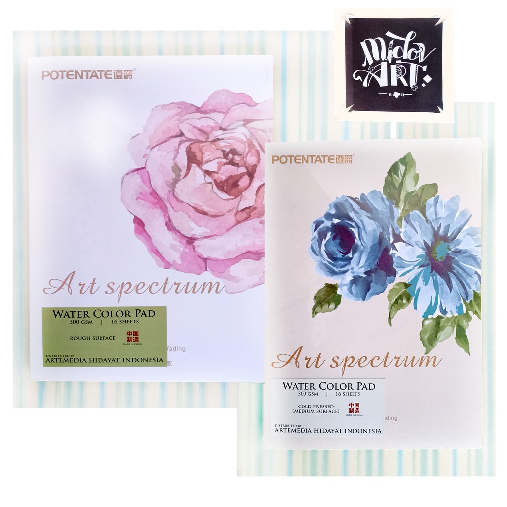 

Potentate Watercolor pad 300gsm COLD press atau ROUGH Press 16SH 195x270mm (hampir A4) lem 4 sisi