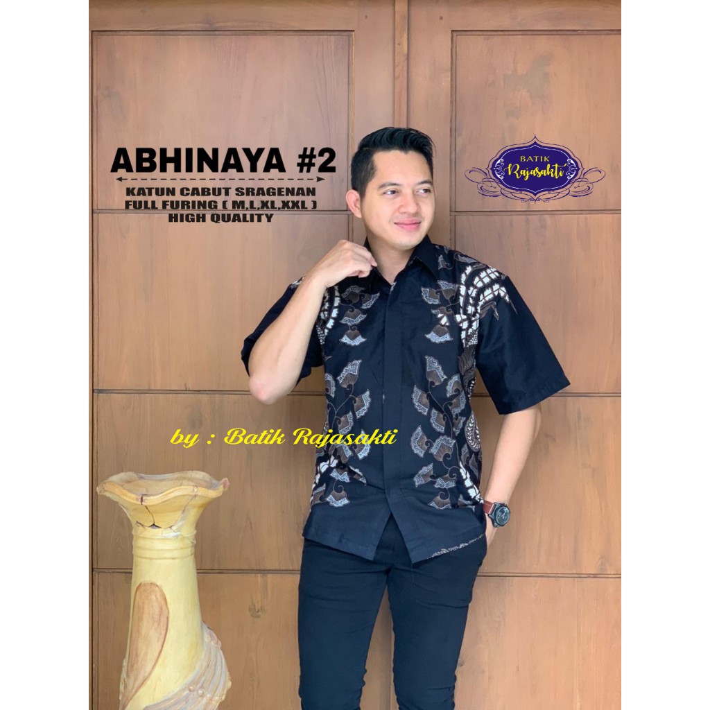 ABHINAYA 2 Kemeja Batik Pria Lengan Pendek Katun Halus FULL FURING Rajasakti