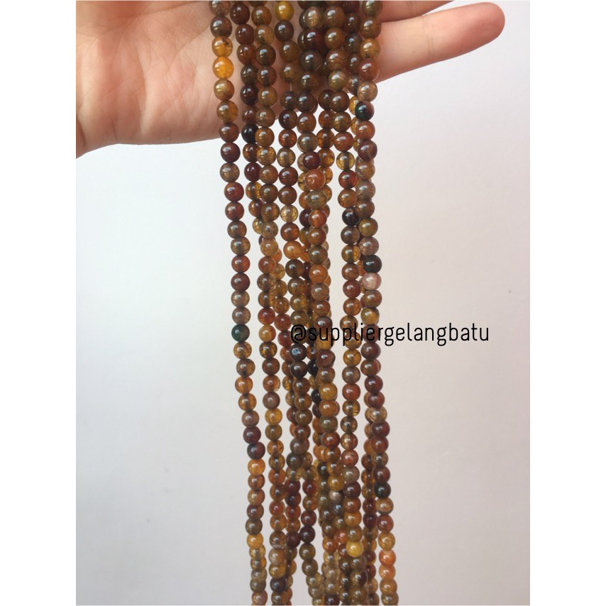 bahan yellow agate 6mm natural kuning corak akik vein alam asli accesoris batu alam kesehatan korea