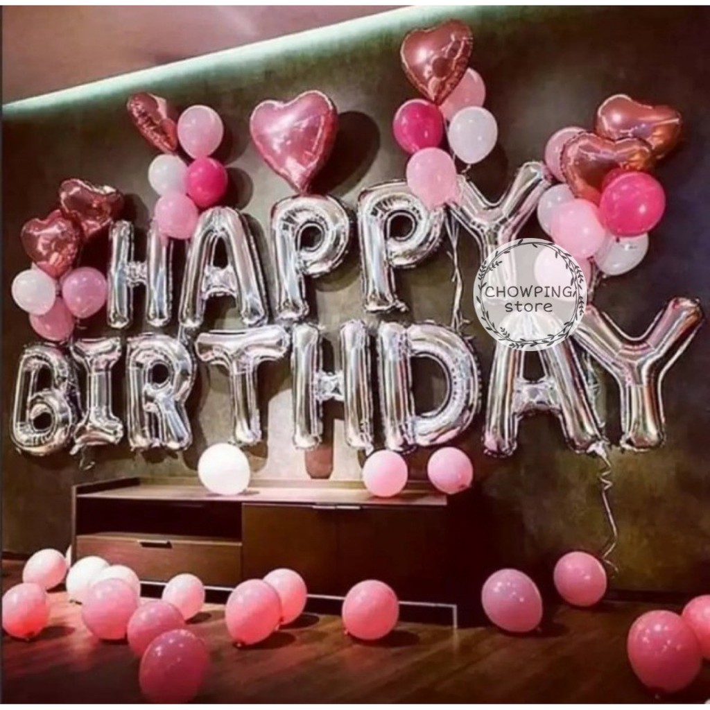 Paket Dekorasi Hiasan Balon Ulang Tahun / Happy Birthday Pink 06