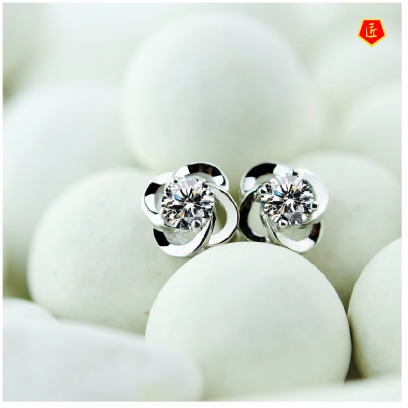 [Ready Stock]Fashion Clover Stud Earrings Anti-Allergy