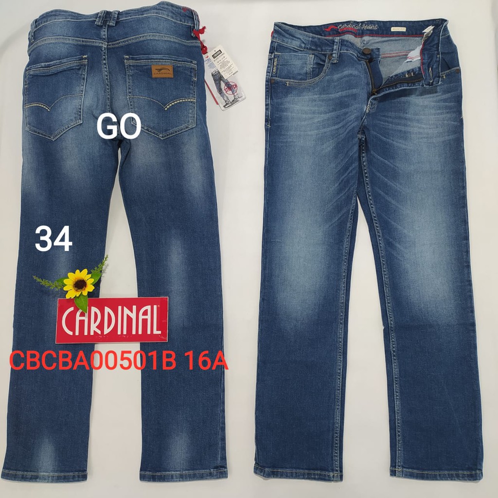 bb G 34 CARDINAL CBCBA Celana Panjang Jeans Reguler Fit Slim Fit Straight Slim Bawahan Laki-Laki